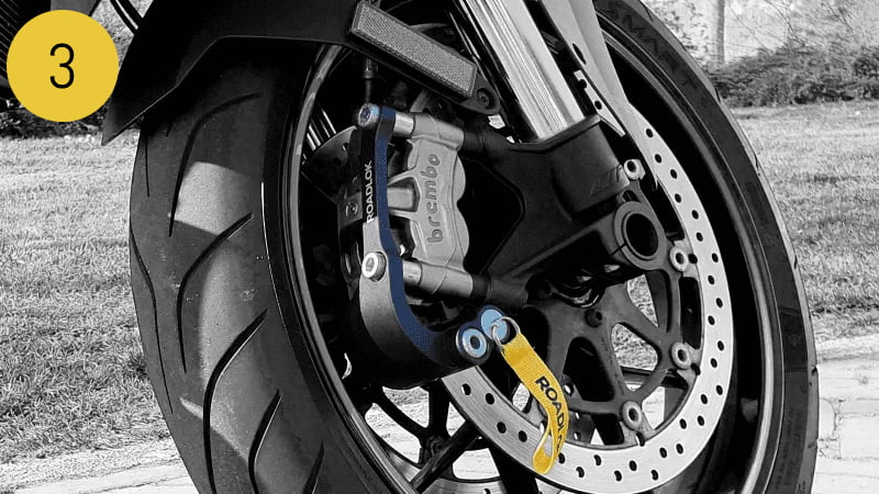 locked Image of a locked motorbike utilising Roadlok